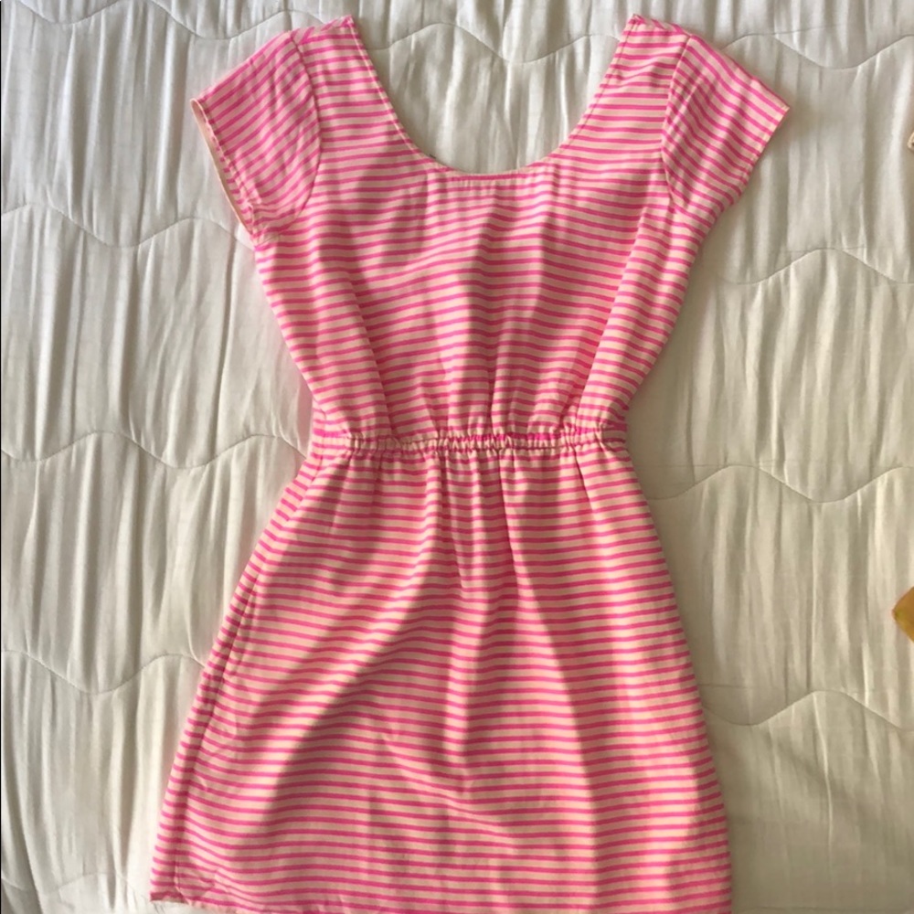 Madewell silk striped tie back dress